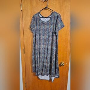 LuLaRoe Geometric Patterned Maxi Dress - Blue and Orange
